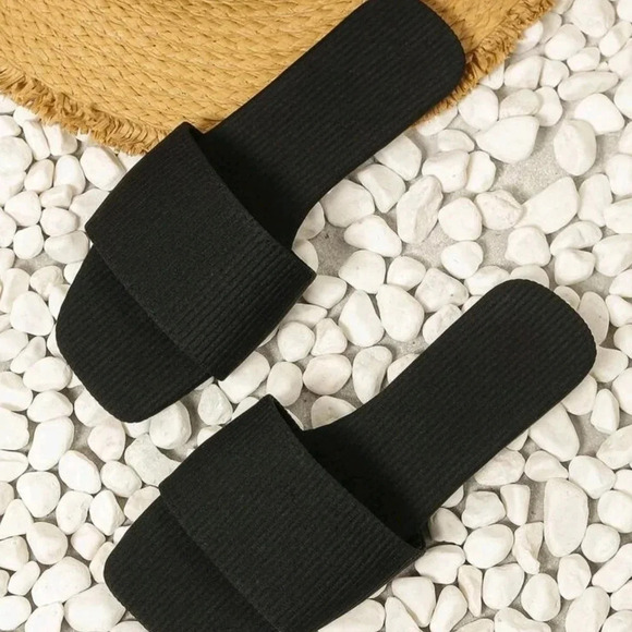 Women Minimalist Single Band Slide Sandals, Fabric Elegant Sandals - Picture 6 of 7